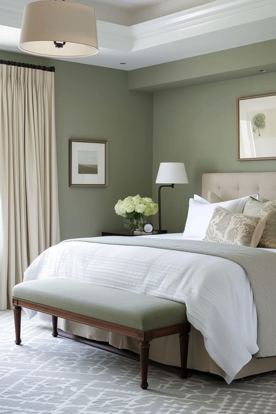 Sophisticated Green: Elegant Bedroom Design Inspirations