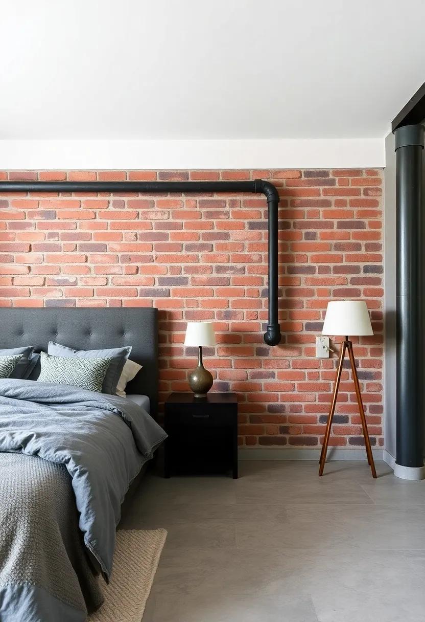 Transform Your Space: Innovative Industrial Loft Bedroom Accent Wall Ideas with Exposed Pipes