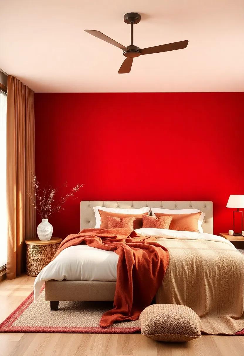 Creating a Cozy Retreat: Harmonizing Warm Red and Soft Brown in Your Bedroom