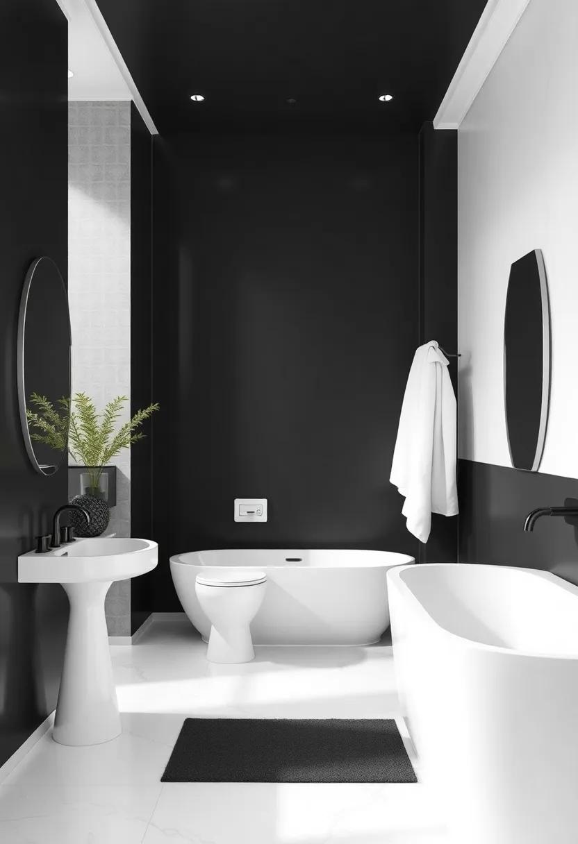 A Harmonious Blend⁤ of ⁢Classic and Modern Aesthetics⁢ in‍ Black and White Bathrooms