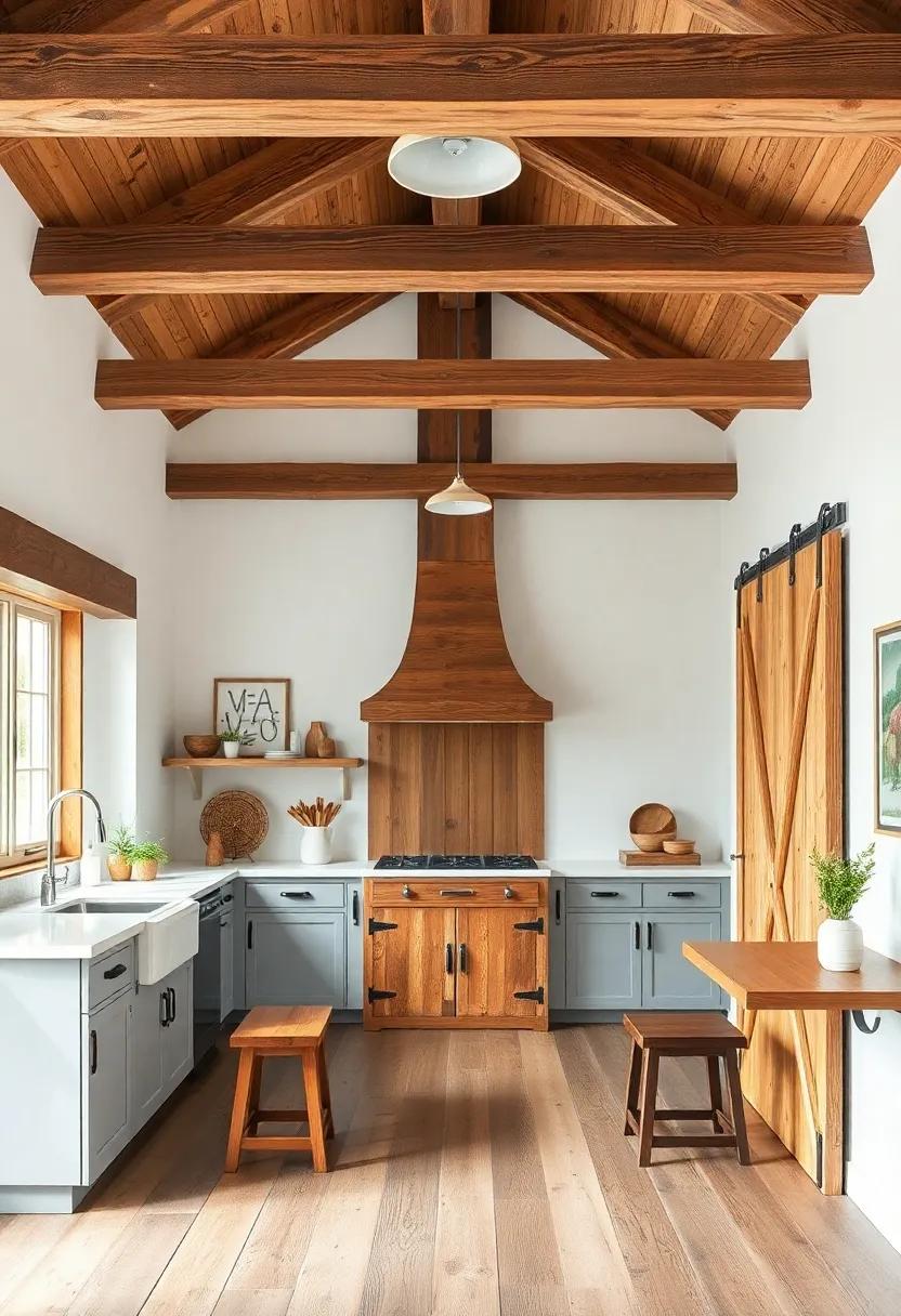 Rustic ⁢Charm Embraced with Vintage Wooden Beams​ and Reclaimed Barn Doors