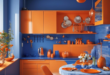 Blending Serenity and Energy: The Blue and Orange Kitchen