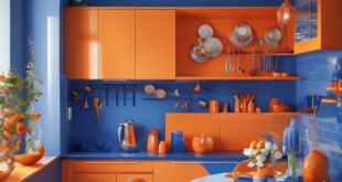 Blending Serenity and Energy: The Blue and Orange Kitchen