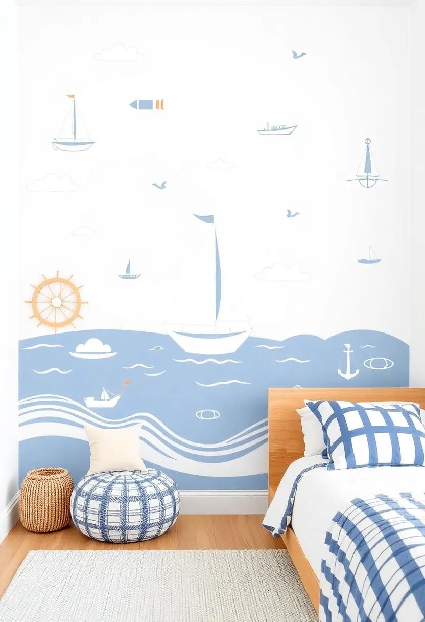 Adorning Walls with⁢ Whimsical Nautical ⁣Murals and Wall​ Decals