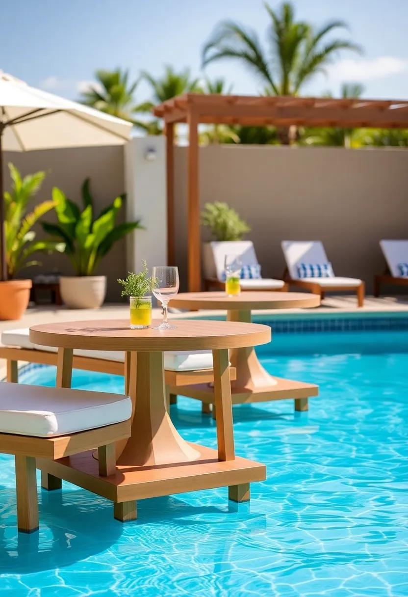 Trendy Poolside Tables for Relaxation and Convenience