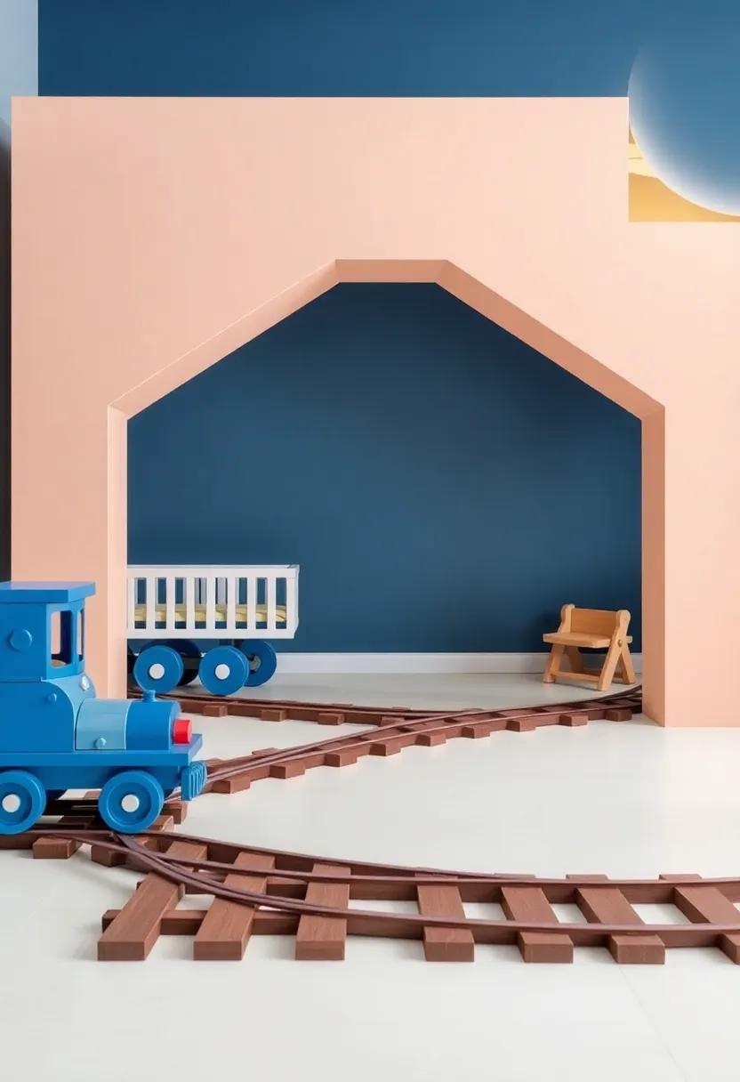 Playful Flooring Ideas to Mimic Train Tracks and Stations