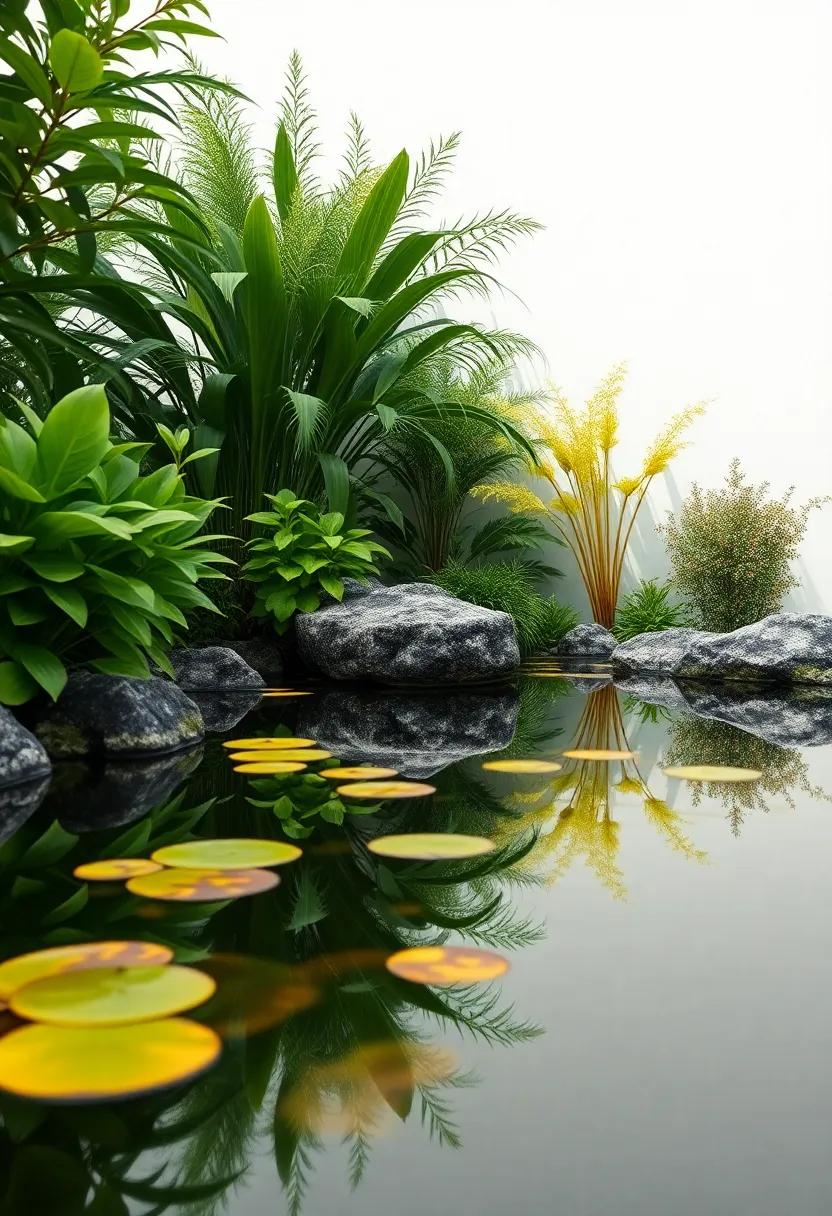 Creating Tranquility with a‍ Reflective Pond surrounded by Lush Plants