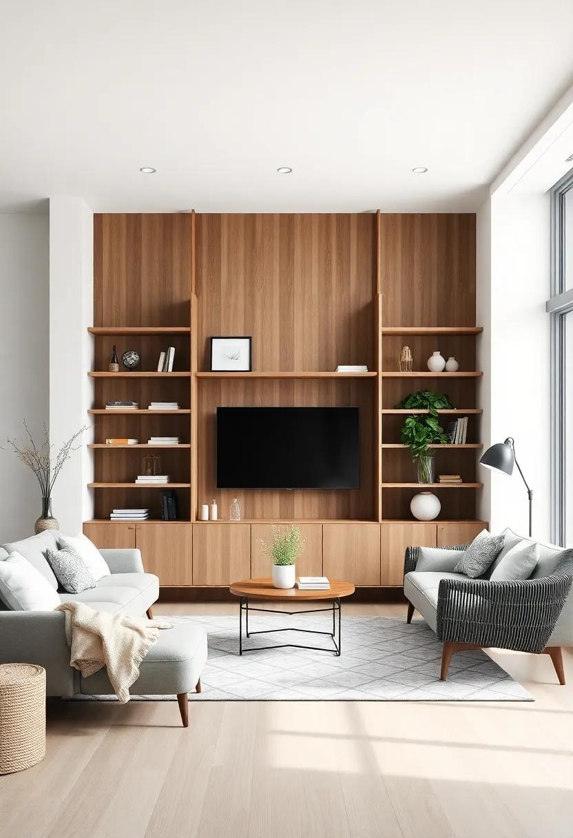 Embracing Simplicity: Scandinavian Living Rooms Featuring Minimalist Shelving Solutions