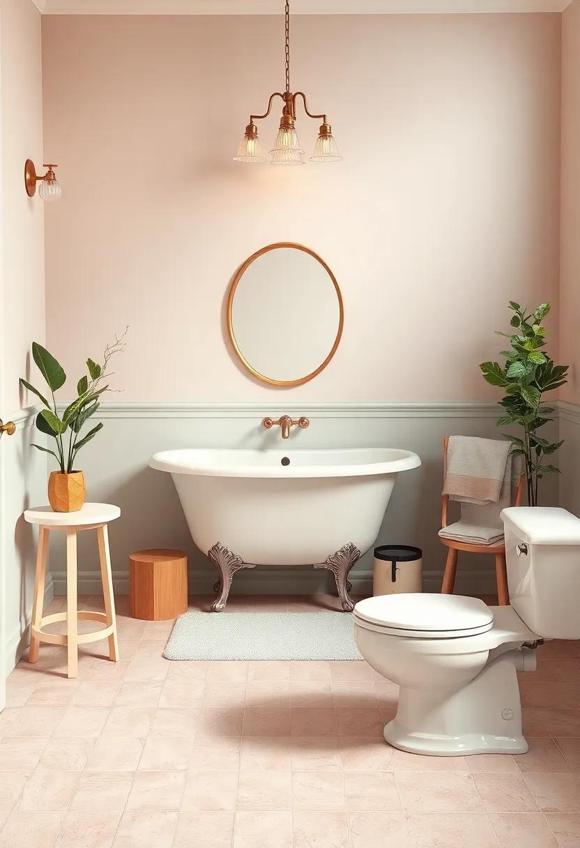 Charming Vintage Bathroom Decor: Embracing Pastel Hues for Timeless Elegance