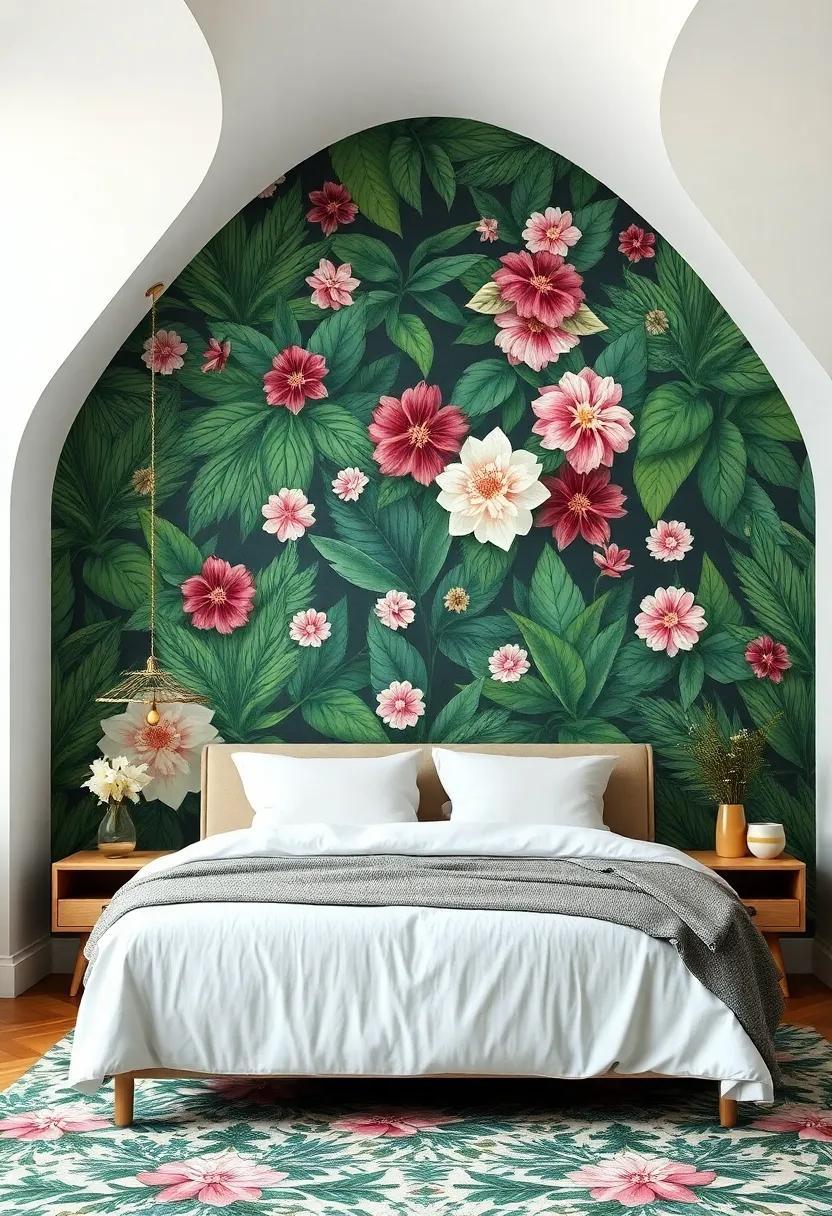 Transform Your Space: Captivating Botanical Bedroom Murals with Lush Floral Designs