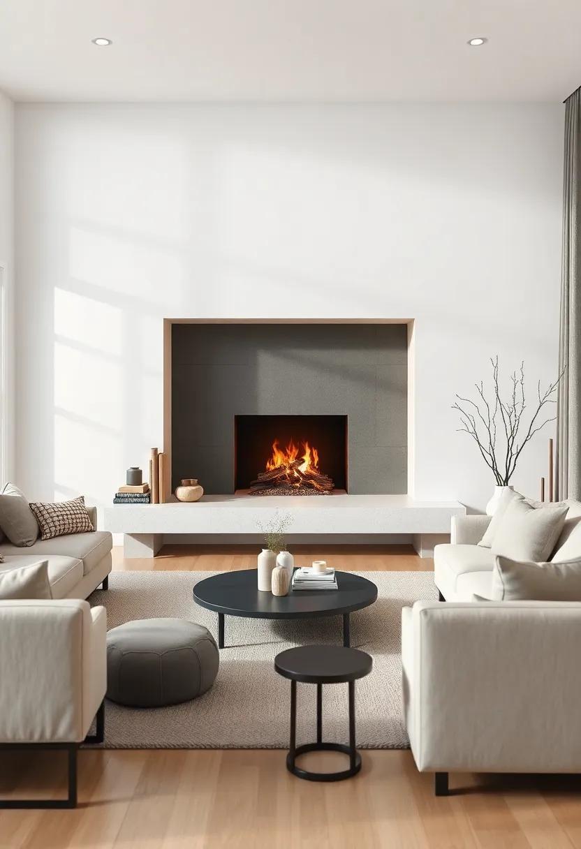 Embracing Serenity: Designing a Minimalist Living Room with a Cozy Fireplace