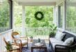 27 Stunning Screened Porch Flooring Ideas Featuring Patterned Rugs for Cozy Outdoor Living