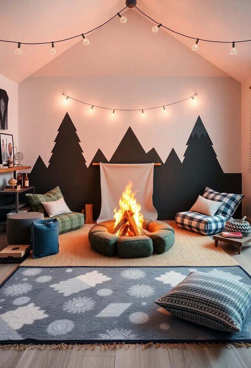 Adding a Adventure Campfire Setup with Pillows and Rugs