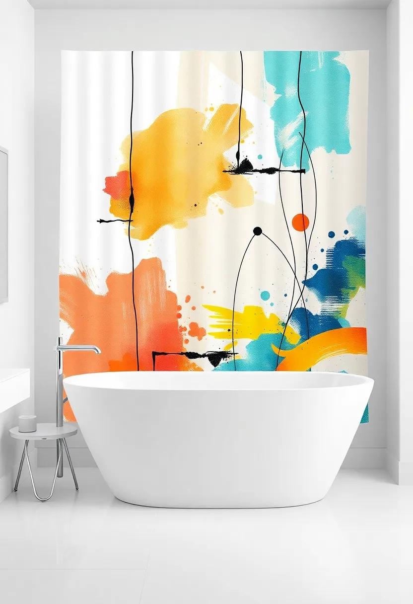 Art-Inspired: Incorporate⁤ an⁢ artistic shower⁤ curtain featuring abstract art that complements a​ sleek, designer bathtub for a creative and cultured space