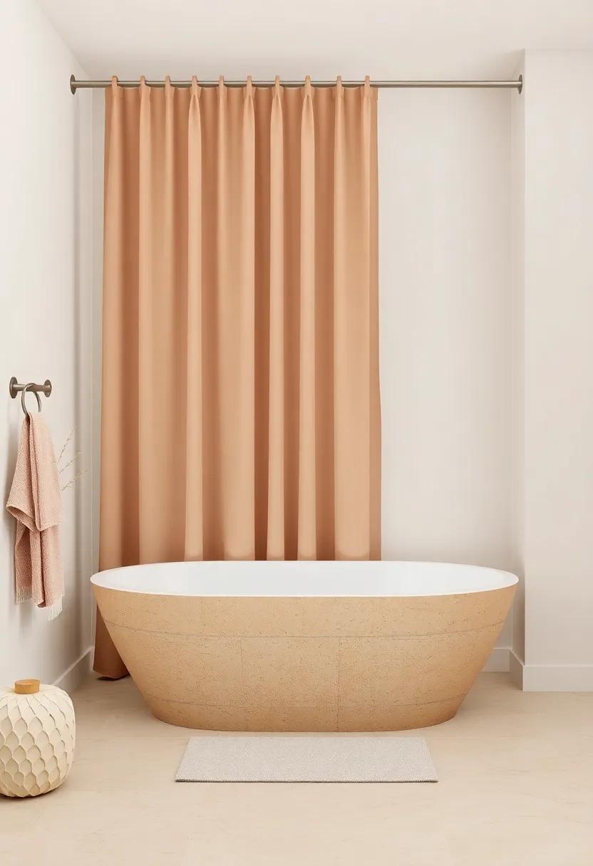 Earthy Tones: Select⁣ a muted, earthy-colored shower curtain that⁤ complements a natural stone⁣ bathtub, creating ⁢a serene and spa-like atmosphere