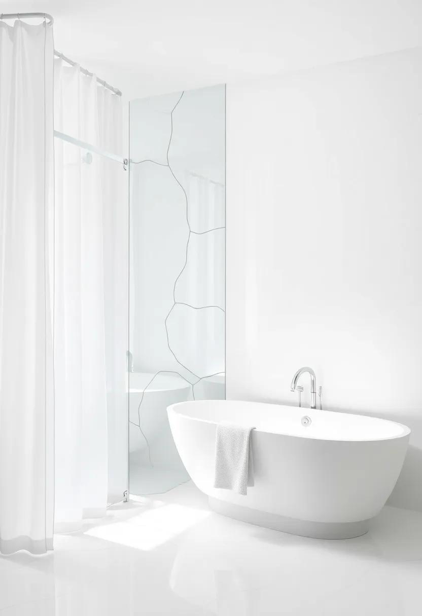 Mirrored Elements:‌ Incorporate a​ mirror-like ⁣shower curtain to reflect‍ light and⁢ make your bathroom feel brighter, paired with a‍ simple, ‌modern⁢ tub