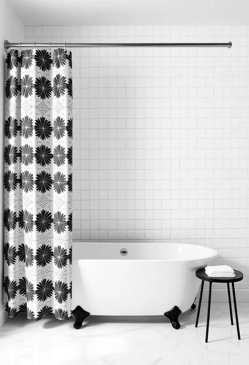 Monochrome Magic: Stick ⁣to a black-and-white color scheme with ​a chic patterned shower curtain, paired with​ a modern black or white tub‍ for a stylish and‍ sophisticated look
