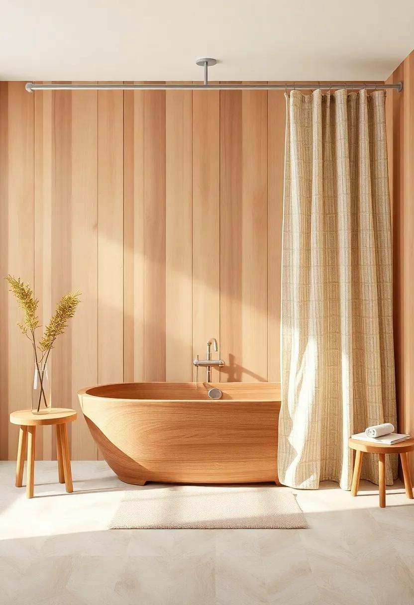 Warm Woods: Combine‌ a wood-finished⁤ bathtub with ⁤a natural or earthy-toned​ shower curtain to create a ⁢warm, inviting​ space reminiscent of a rustic retreat