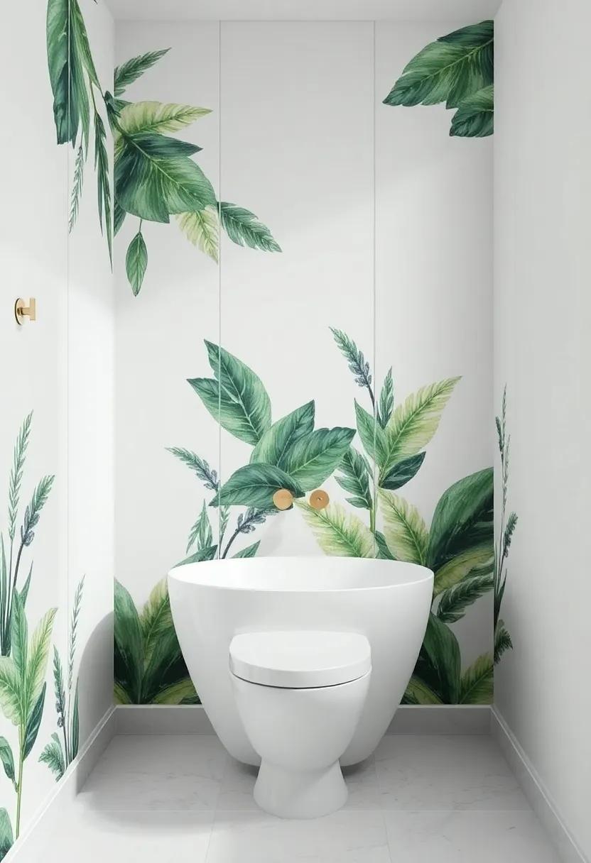 lush‌ Botanical Motifs: Embracing Nature with Plant-Inspired Bathroom Wall Designs