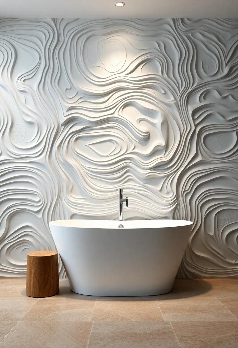 Sculptural ​Wall Art Panels: Creating Three-Dimensional Depth in Your Bathroom Decor