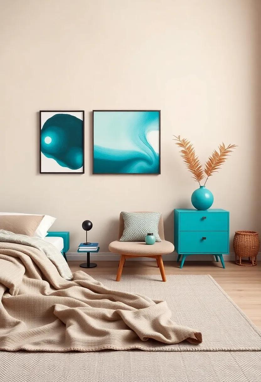 Elevate‌ Your Space With Vibrant Turquoise Accents​ Against Earthy Tones