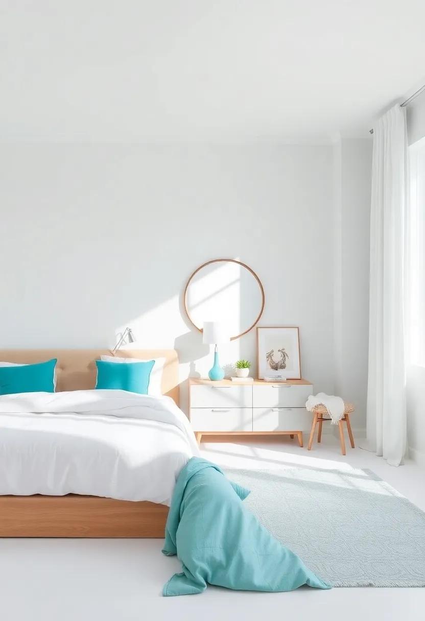 Incorporate ‌Turquoise Highlights⁤ to brighten Up ​an All-White ‌Bedroom Aesthetic