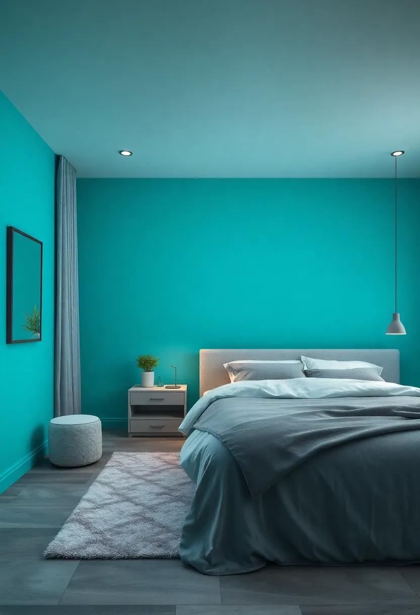 Transform ⁣Your Bedroom into ⁢a Metropolis With Turquoise and Sleek ‍Gray