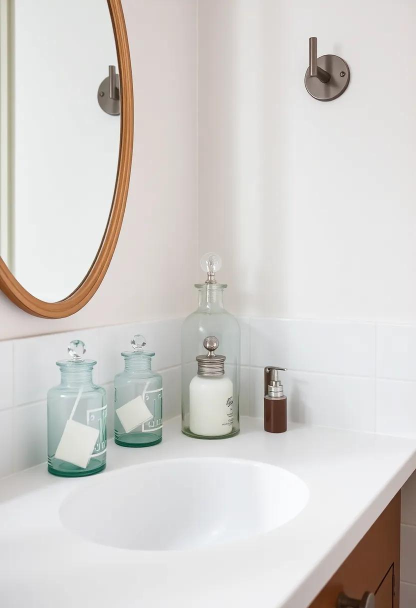 Apothecary Jars: These glass containers are perfect for organizing toiletries while adding vintage flair