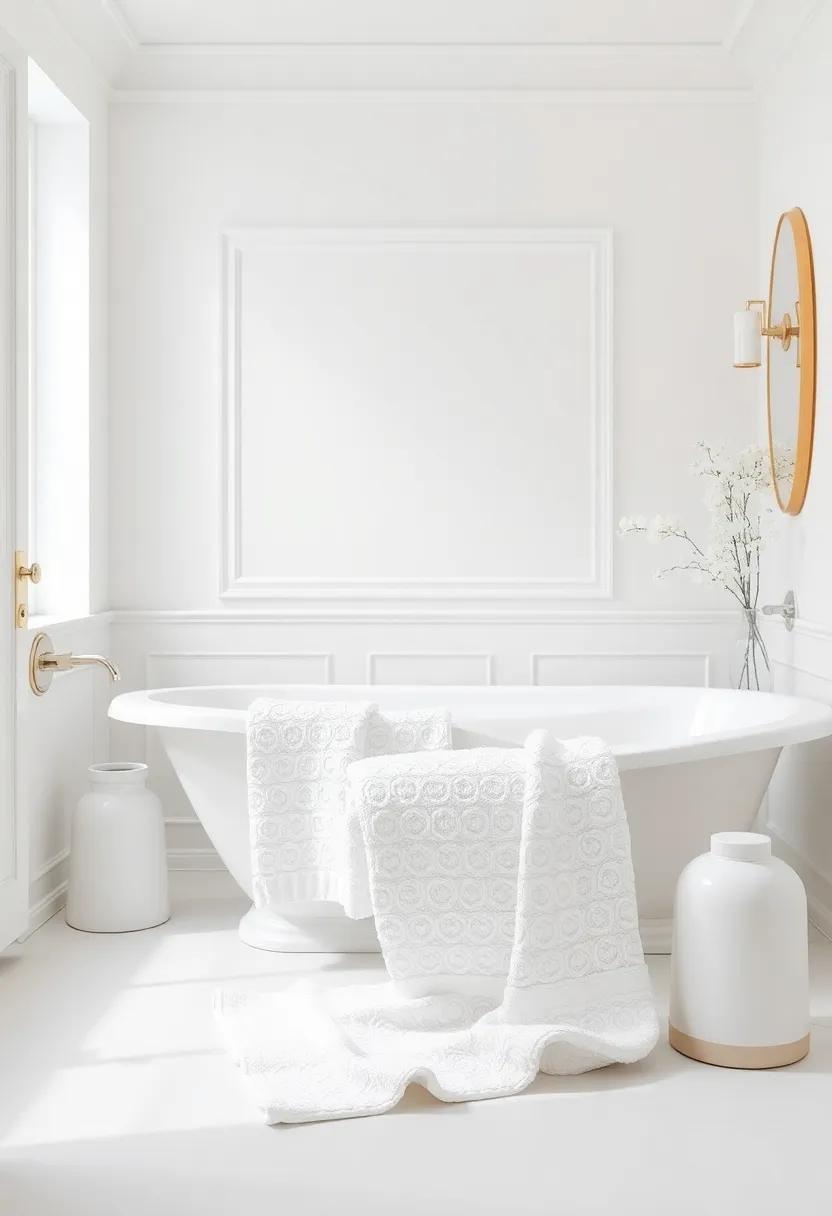 Classic White Cotton Towels: Luxurious and fluffy, these never go out of style and add a touch of elegance
