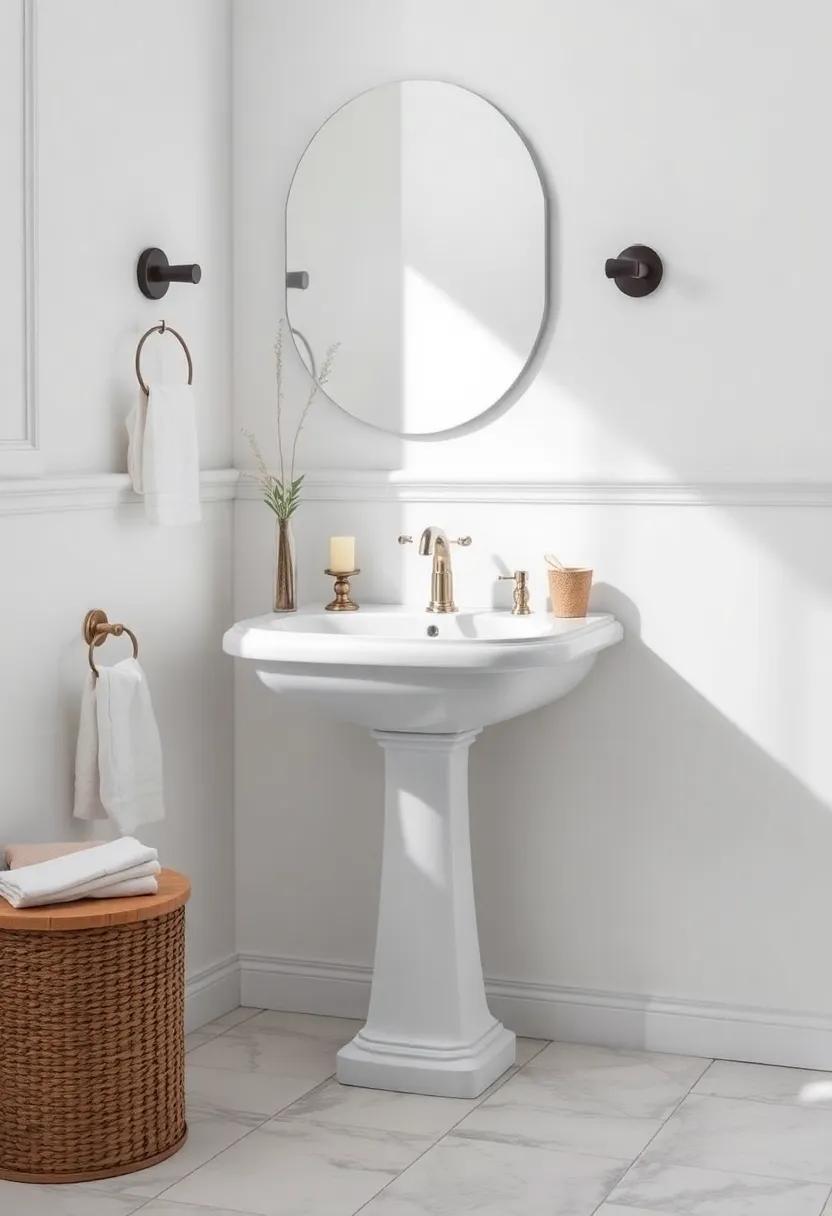 Pedestal Sink: This timeless fixture offers elegance and a clean look to any classic bathroom