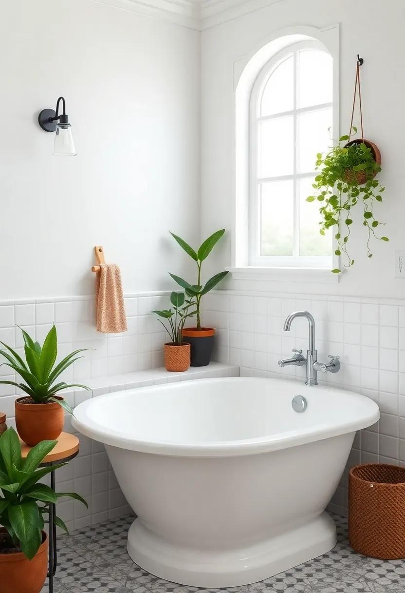 Potted greenery: Bring life into your bathroom with plants that thrive in humid environments, adding freshness and color