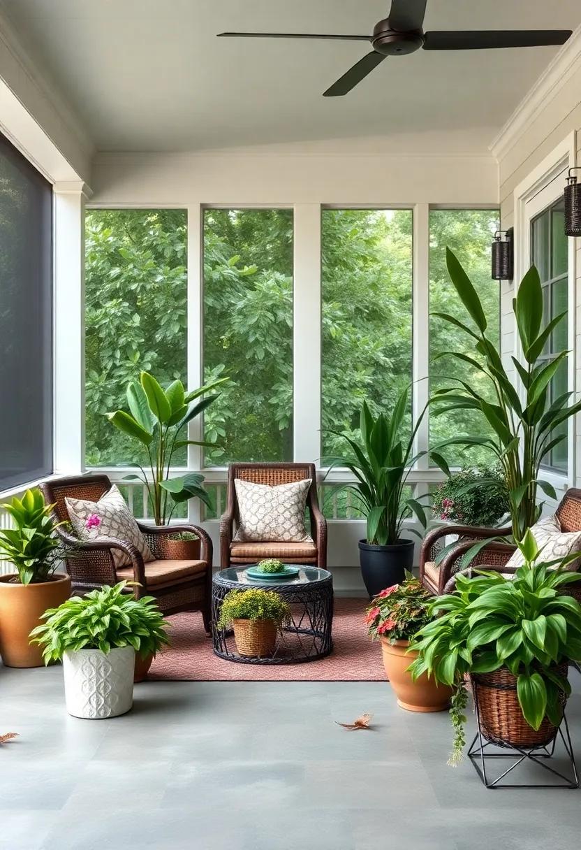 Embrace Nature with Lush Greenery and Vibrant Plants in Your​ Screened Porch