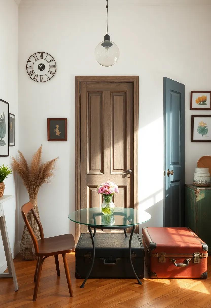 Repurpose everyday items as art; old ​doors can become unique tables, and vintage suitcases can serve⁣ as decorative storage
