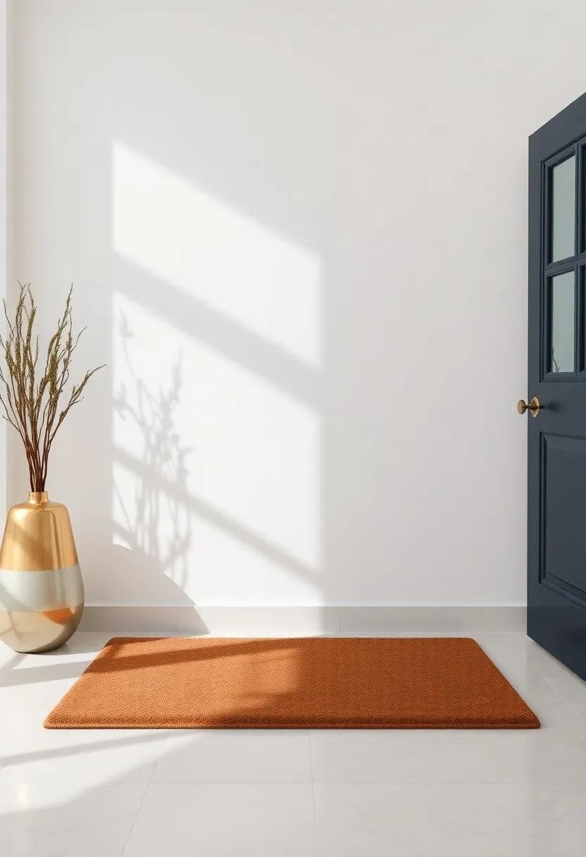 classy metallic Accents: Elevate your entryway with a doormat featuring ​metallic ​elements that catch the light and add a ‍touch of glam