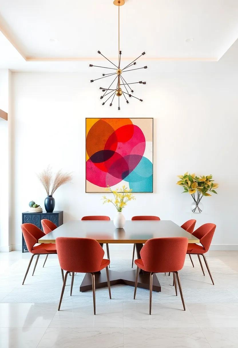 Abstract Canvas ⁢Prints: Explore vibrant shapes⁢ and colors that create a⁤ striking focal point, perfect for modern dining⁤ rooms