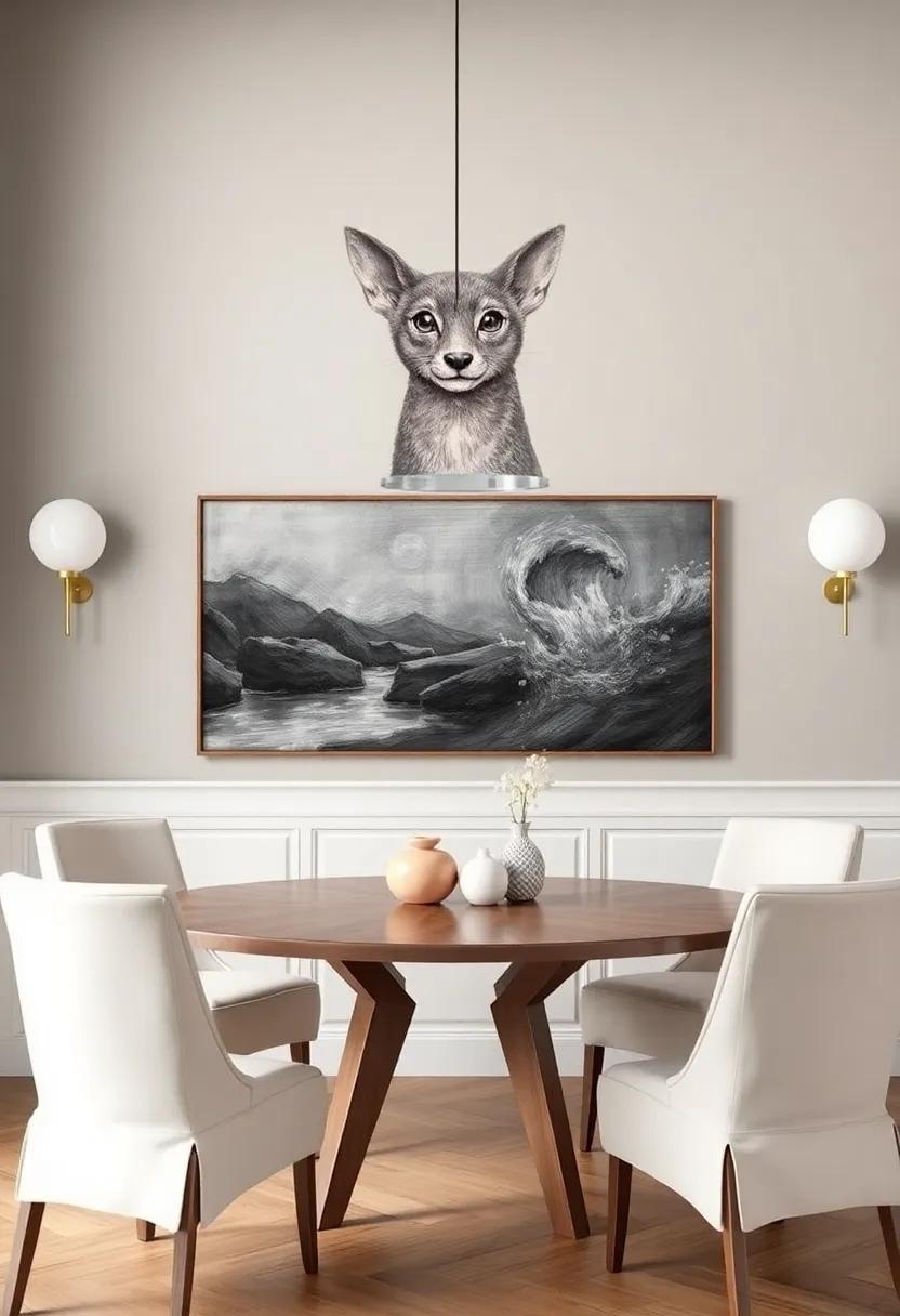 Whimsical⁢ animal Art: Lighten the mood with playful animal portraits that spark conversation and⁣ laughter around the table