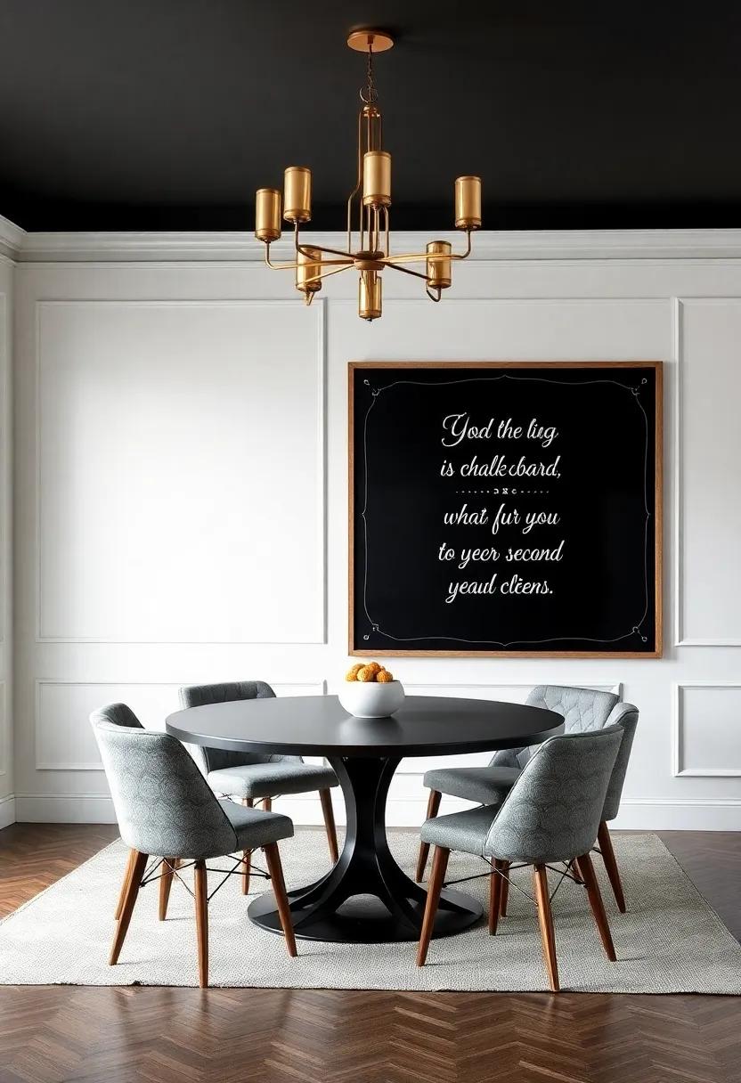 Statement Chalkboard wall: Designate a section for a chalkboard where you can jot down inspiring ⁢quotes or ⁢seasonal menus for a dynamic display