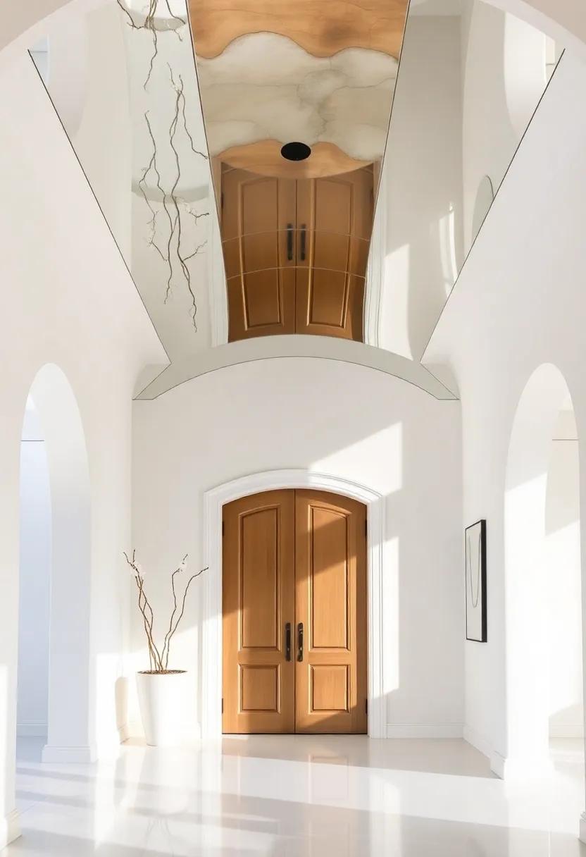 Add a reflective ceiling in an arched entryway to enhance architectural features, making your home feel expansive and welcoming