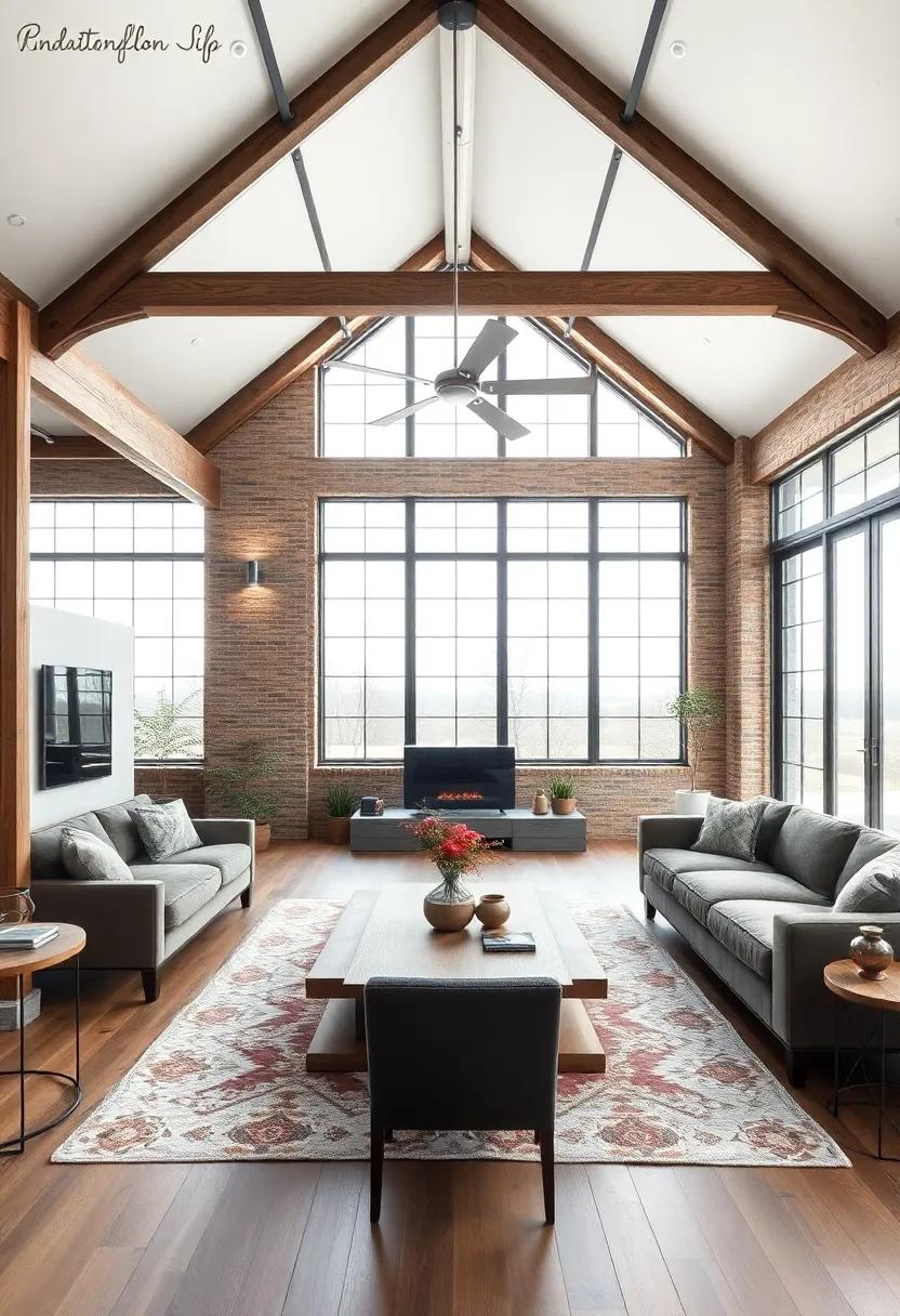 The⁤ harmony of Rustic Materials⁤ and Modern⁣ Design in ⁤Open Living Spaces
