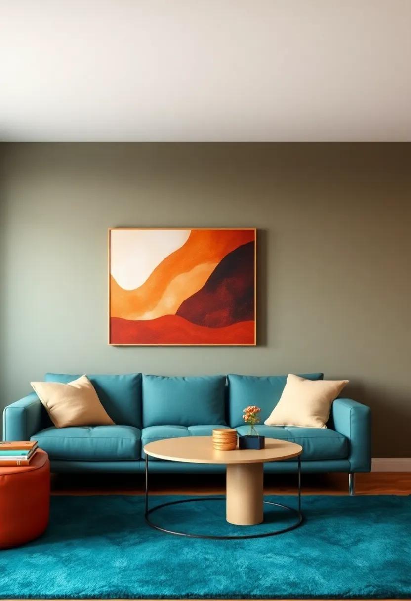 Artful Expression through Teal and Burnt Sienna Interactions
