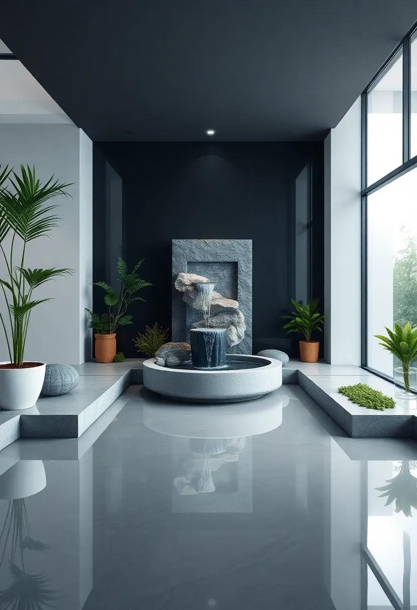 Indoor Water Features: Add a small indoor fountain or koi pond for serene sounds ​that create a peaceful retreat within‍ your home