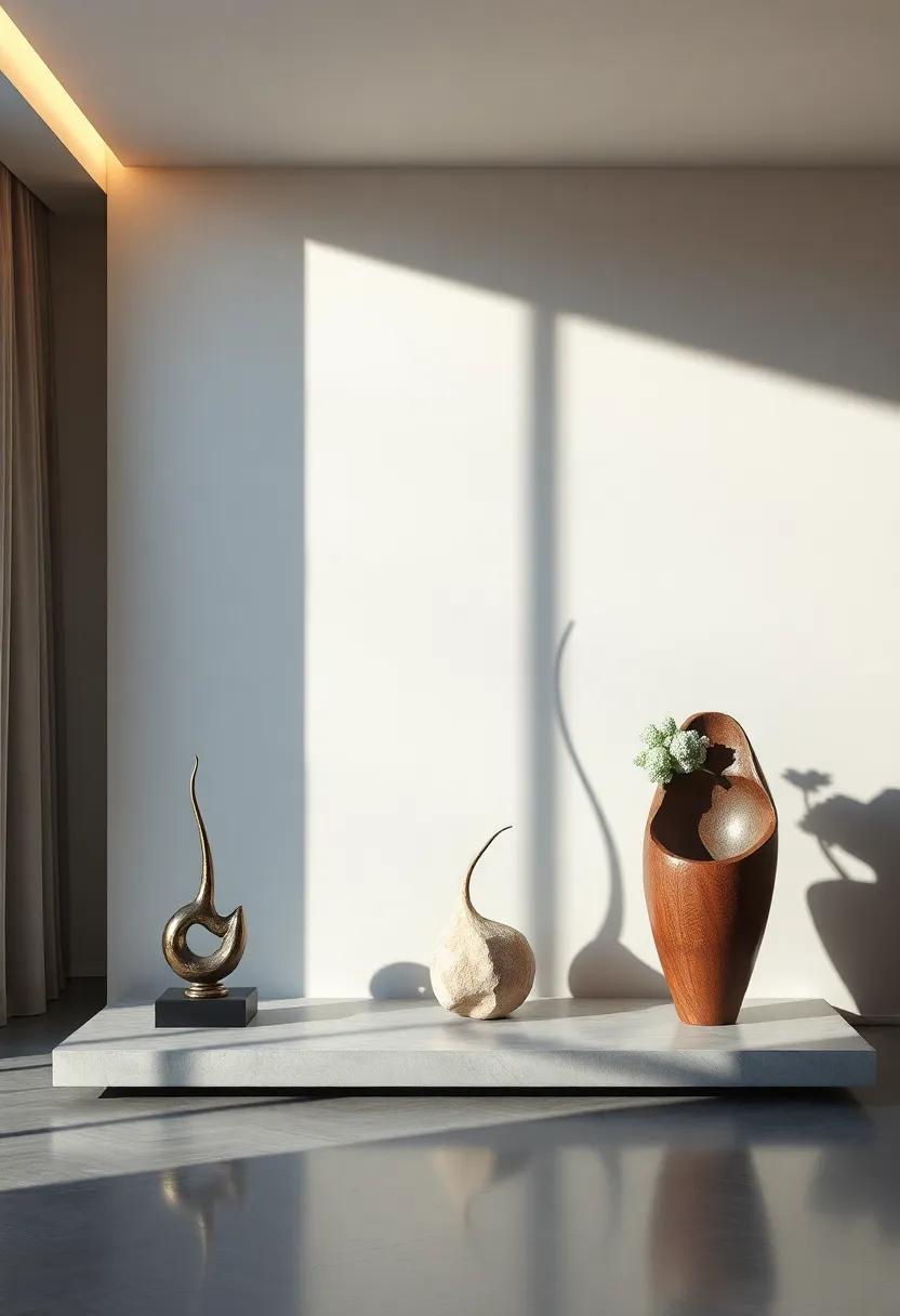 Unique ⁢Sculptures: Introduce eye-catching sculptures‌ made from metal, stone, or wood that can ‌serve as conversation starters