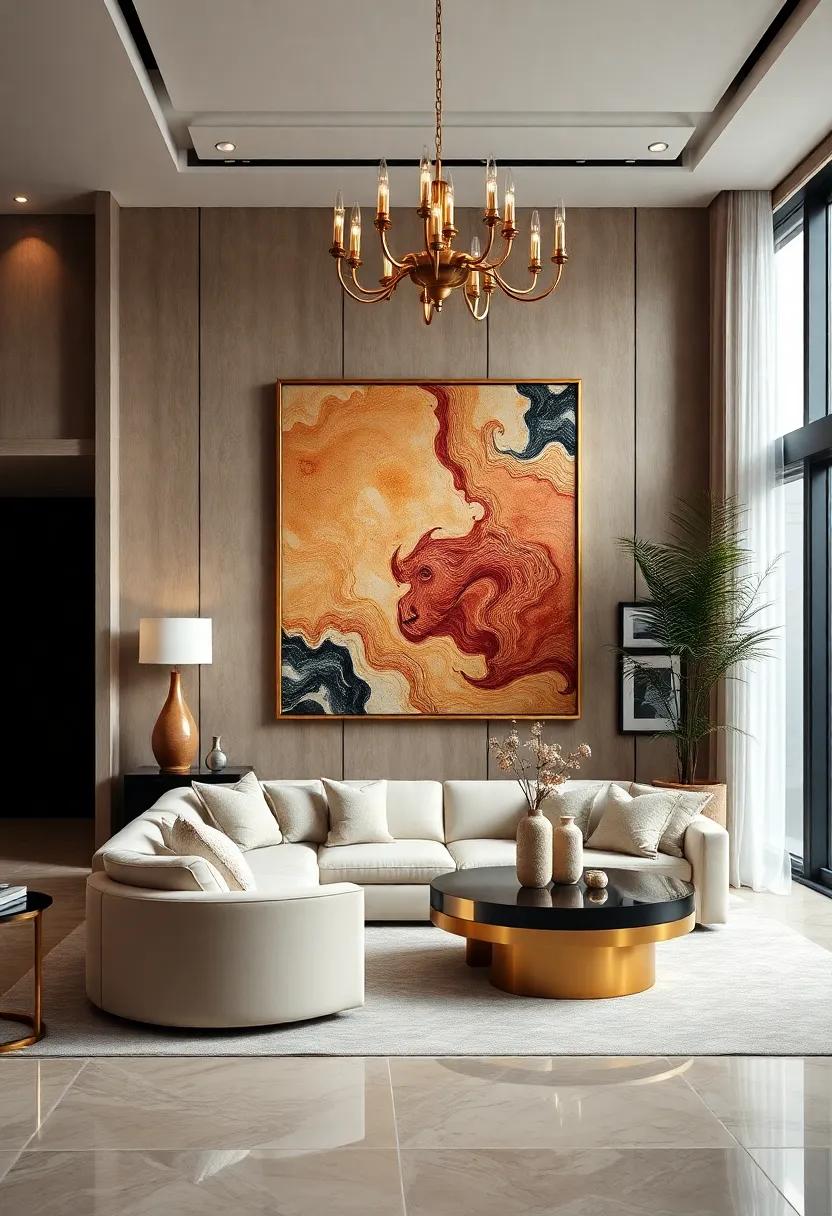 Opulent Artistic Expressions: Showcasing ⁤Statement Art in Home Design