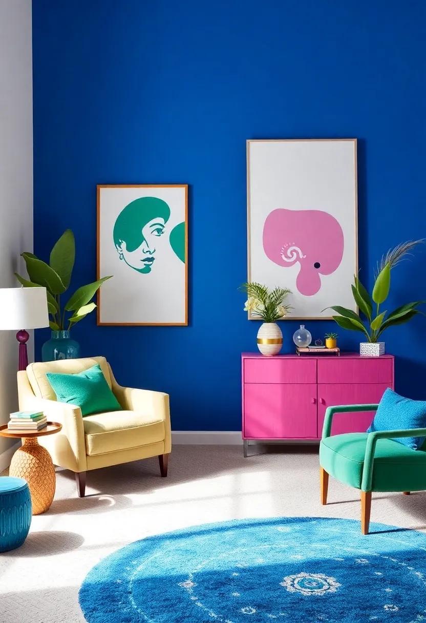Embrace bold Color Palettes: Mix vivid hues like emerald, fuchsia, and royal blue to create a striking backdrop for your decor