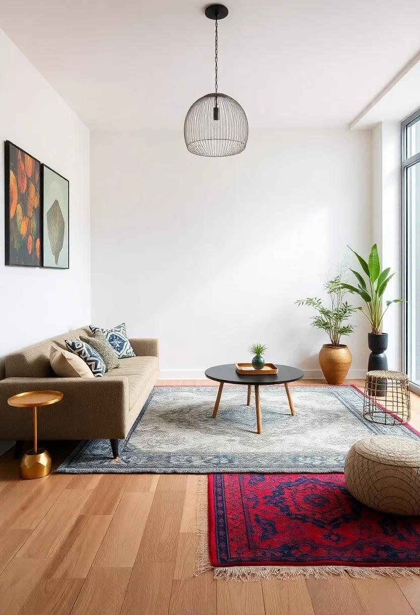 Make Use of Colorful Rugs: Layer distinct rugs with different textures and patterns to add depth and warmth to your flooring