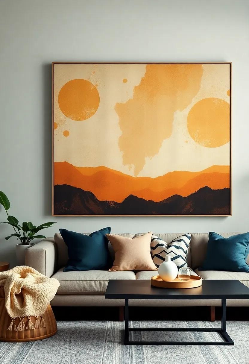 Use Oversized Wall Art: make a statement with large canvas prints or tapestries that dominate and define your space