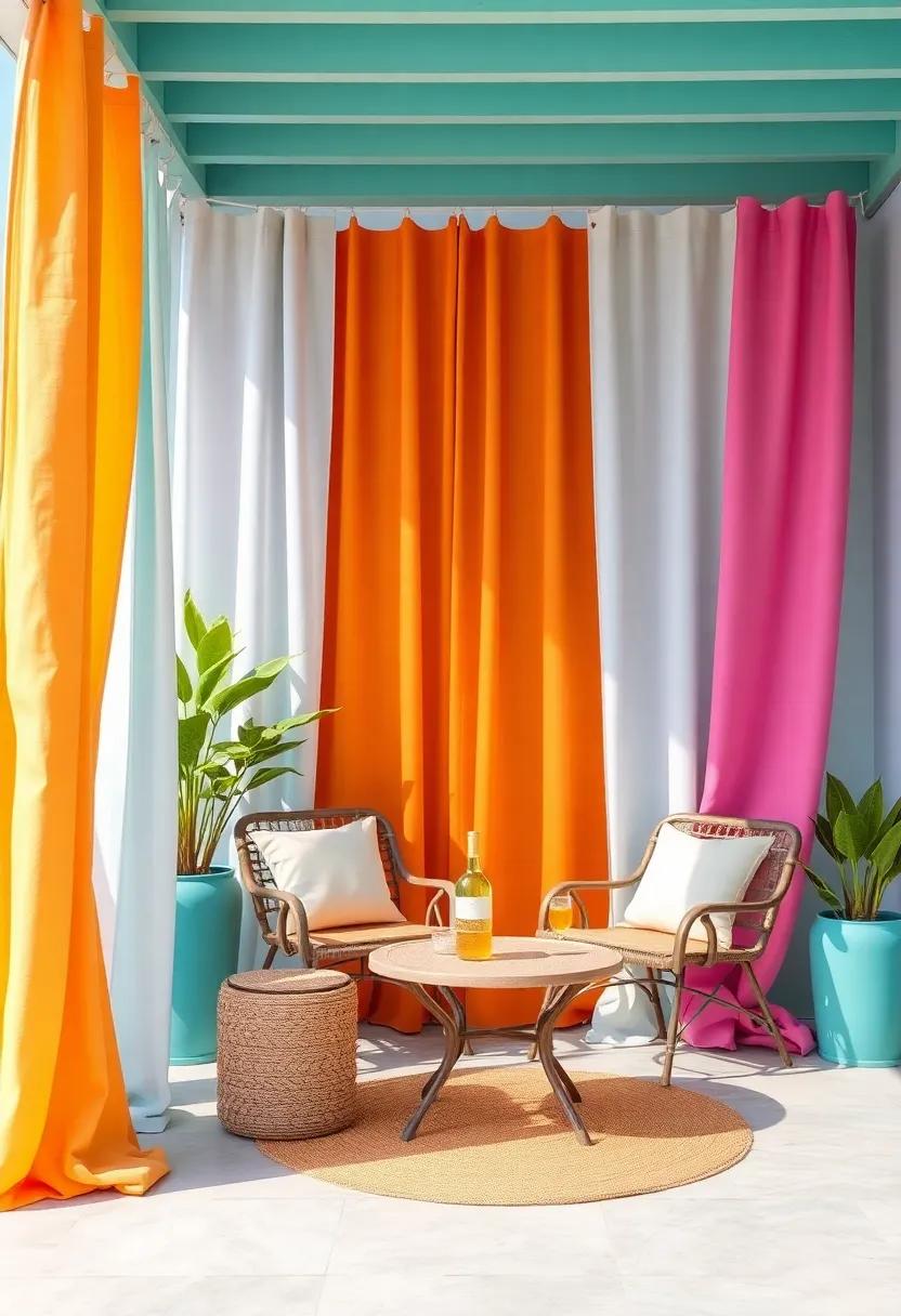 colorful Canvas: Install​ solid, bright-hued curtains to add pops of color and ‌personality to ⁢your outdoor space