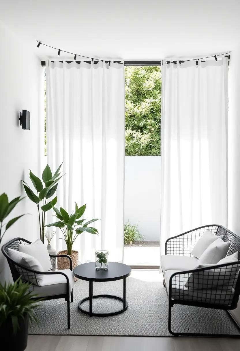 Minimalist‌ Monochrome: Opt for sleek,white curtains paired with black metal accents to achieve ‌a modern,sophisticated look