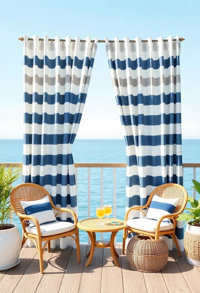 Nautical‍ Nostalgia: Hang navy and white striped‌ curtains for a charming coastal effect, perfect for seaside or‌ lakeside patios