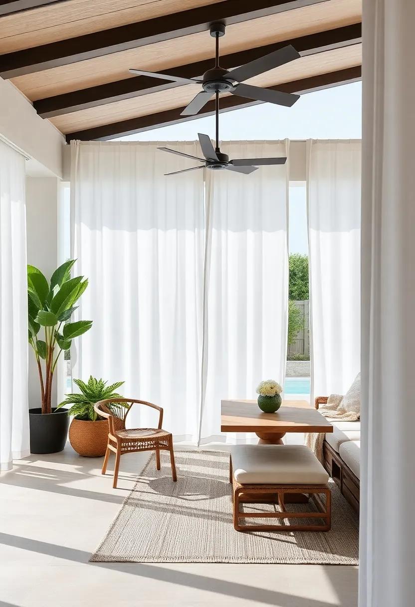 Smart‍ Segmentation: Use outdoor curtains to define ‌spaces, such as​ separating the pool ⁢area from ⁤the dining zone